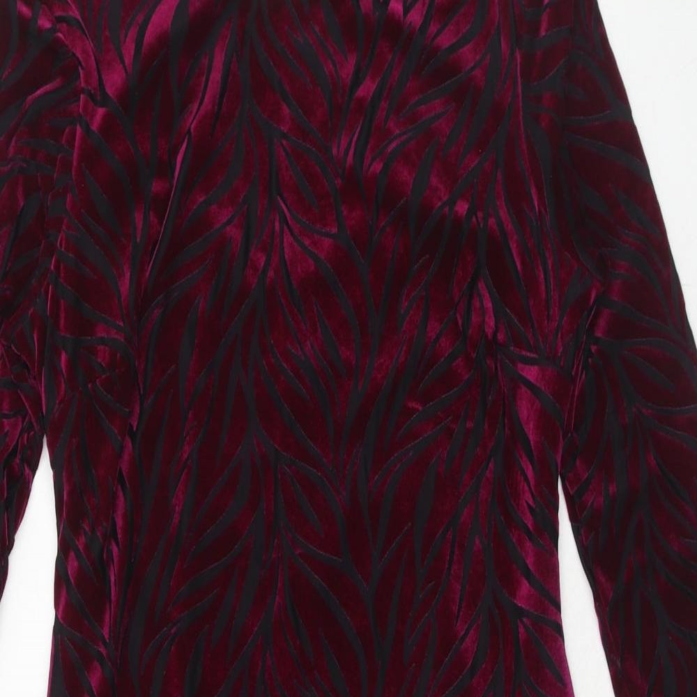 Kaleidoscope Womens Purple Geometric Nylon A-Line Size 12 Round Neck Pullover