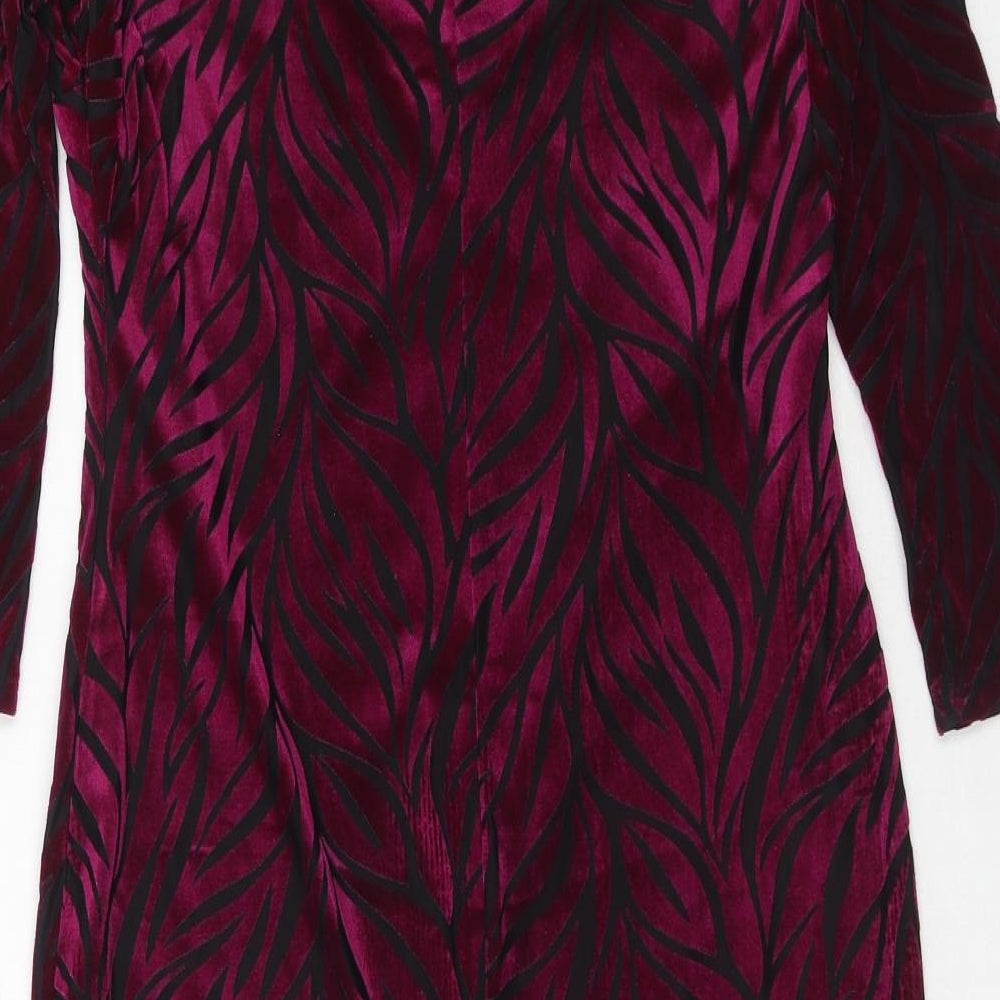 Kaleidoscope Womens Purple Geometric Nylon A-Line Size 12 Round Neck Pullover