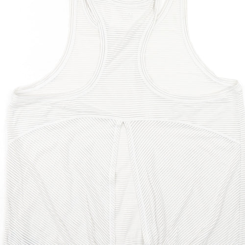 Gap Womens White Striped Nylon Basic Polo Size L Round Neck Pullover