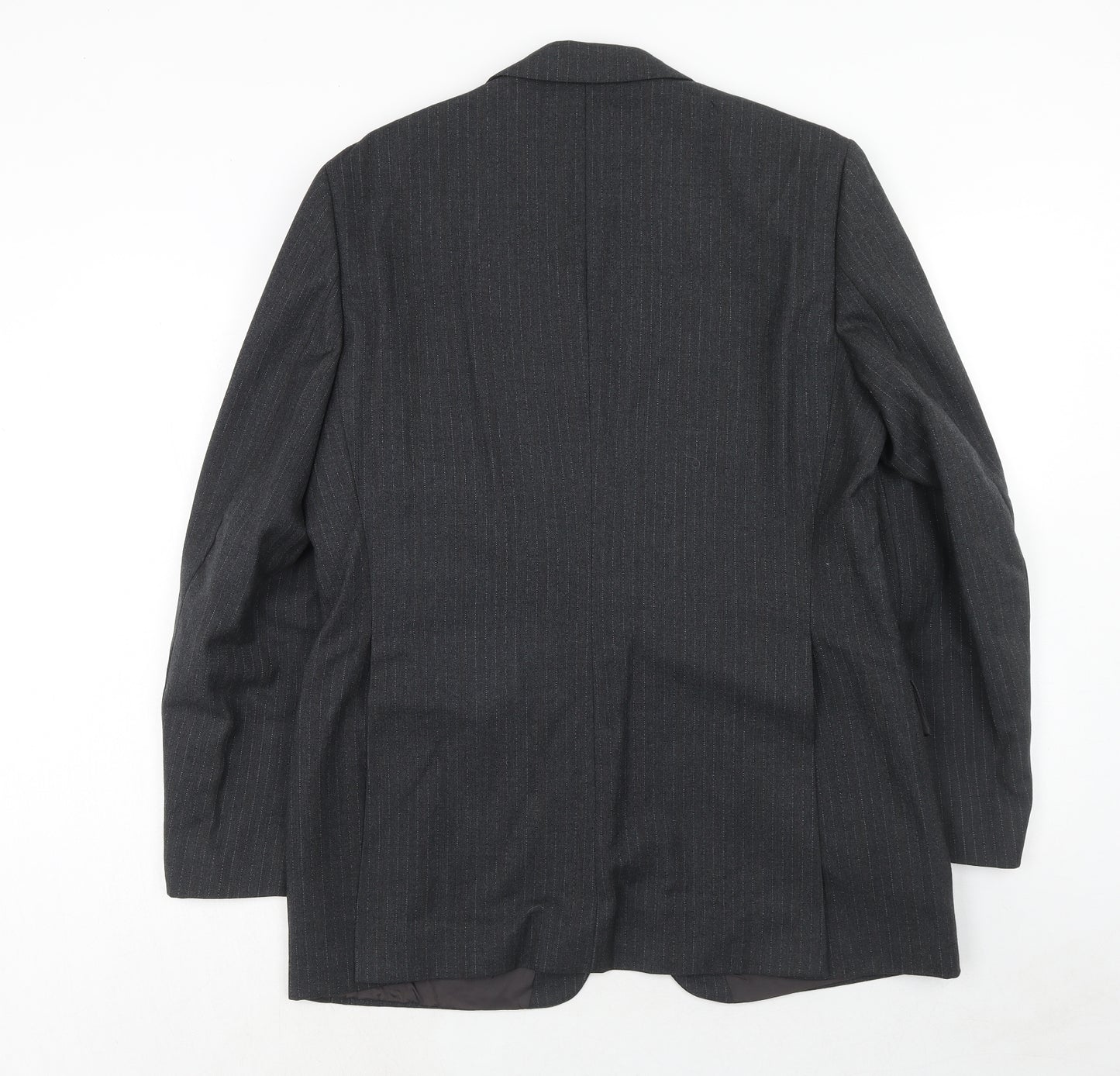 Blue Quill Mens Grey Striped Wool Jacket Suit Jacket Size 40 Regular