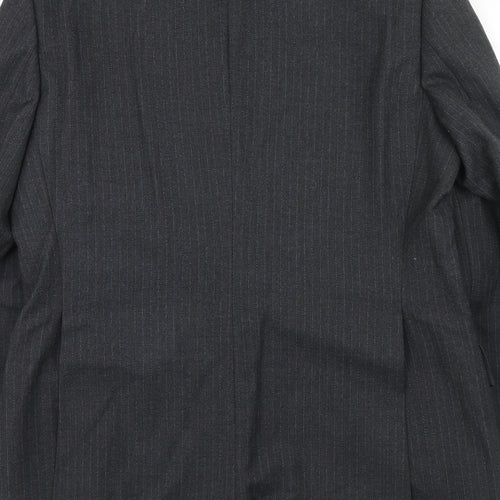 Blue Quill Mens Grey Striped Wool Jacket Suit Jacket Size 40 Regular
