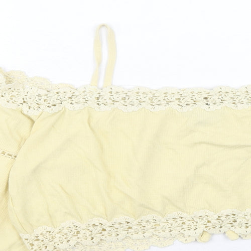 Topshop Womens Yellow Cotton Cropped Blouse Size 10 Off the Shoulder