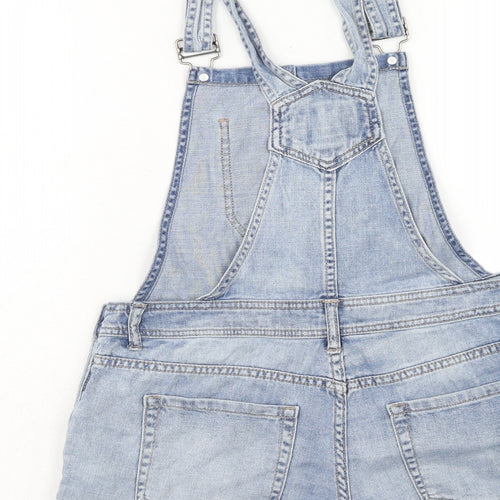 FOREVER 21 Womens Blue Cotton Dungaree One-Piece Size M Buckle - Distressed