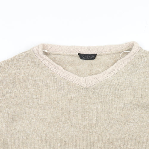 Topshop Womens Brown V-Neck Acrylic Pullover Jumper Size 8