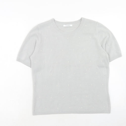 Marks and Spencer Womens Grey Round Neck Acrylic Pullover Jumper Size 12