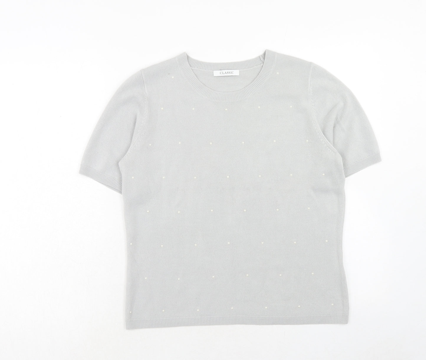 Marks and Spencer Womens Grey Round Neck Acrylic Pullover Jumper Size 12