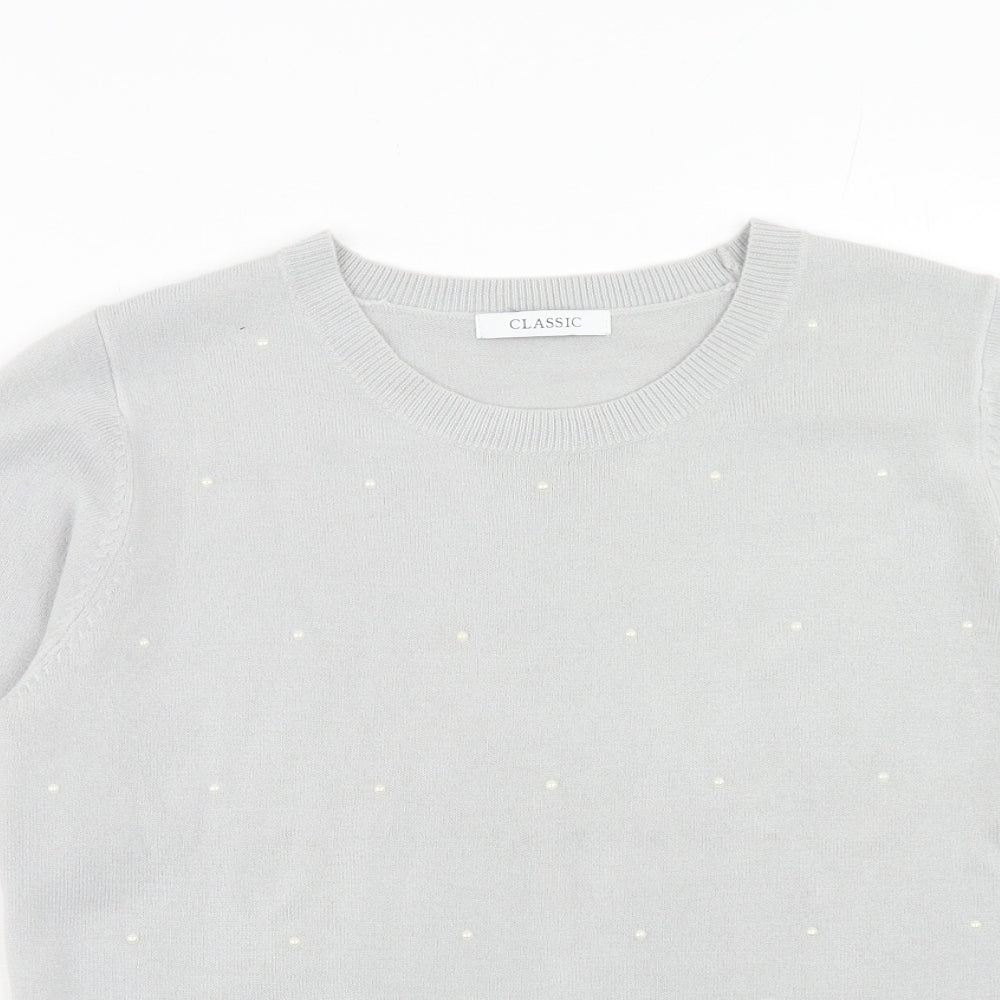 Marks and Spencer Womens Grey Round Neck Acrylic Pullover Jumper Size 12
