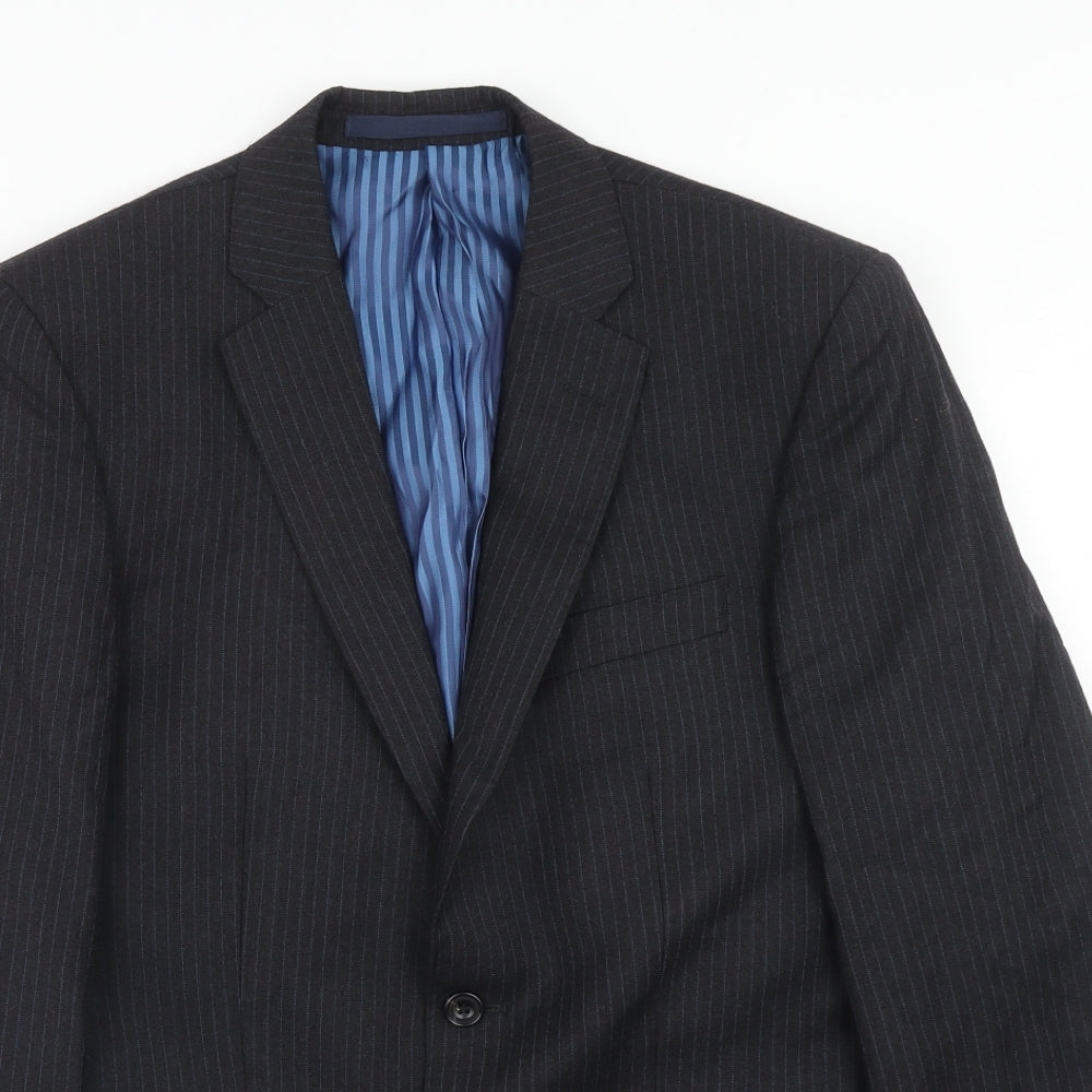 Marks and Spencer Mens Grey Striped Wool Jacket Suit Jacket Size 38 Regular