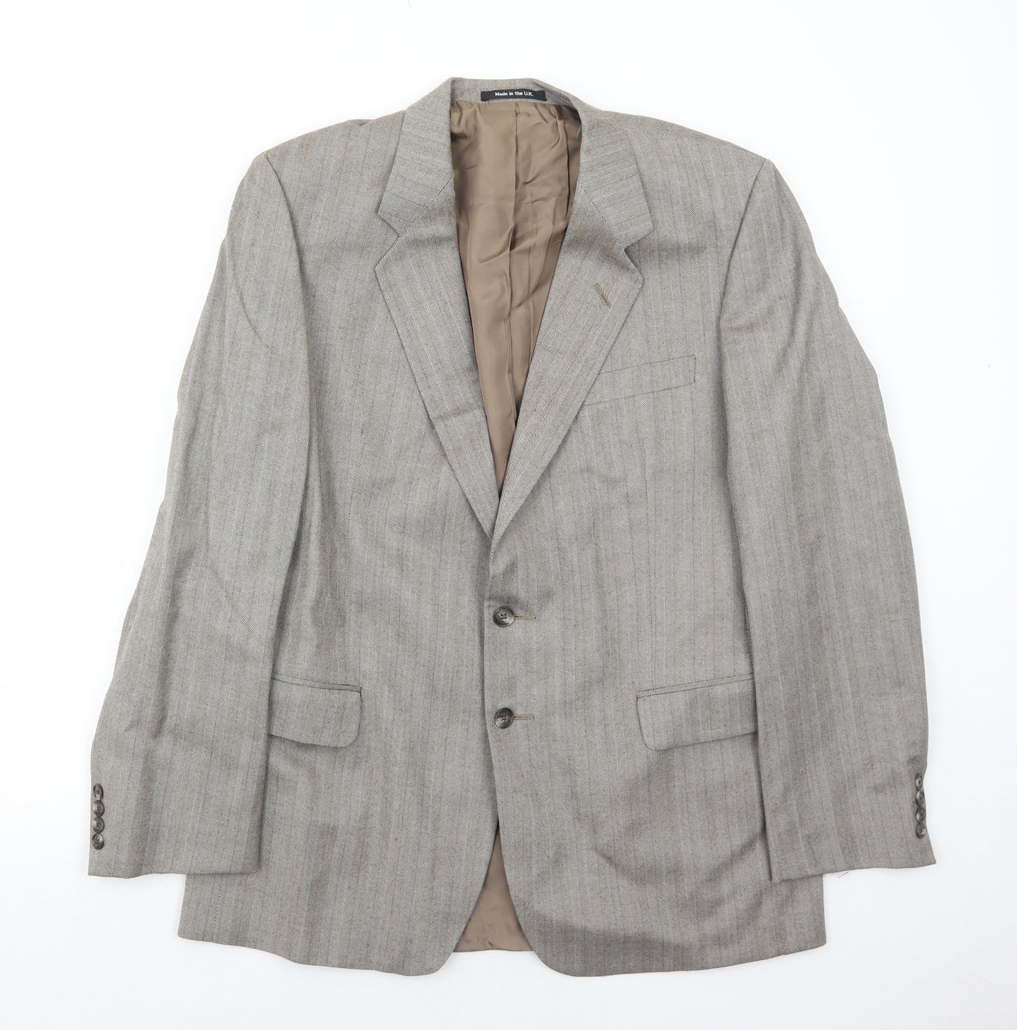 Marks and Spencer Mens Brown Striped Wool Jacket Suit Jacket Size 42 Regular