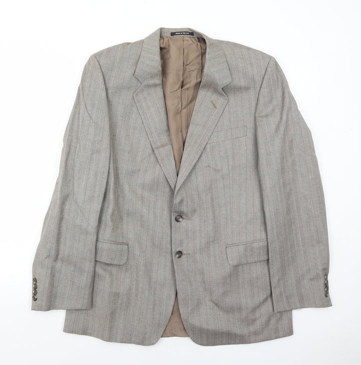 Marks and Spencer Mens Brown Striped Wool Jacket Suit Jacket Size 42 Regular