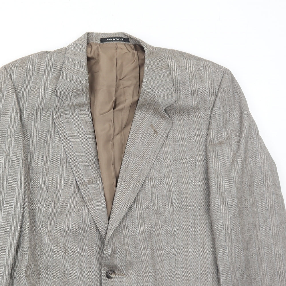 Marks and Spencer Mens Brown Striped Wool Jacket Suit Jacket Size 42 Regular