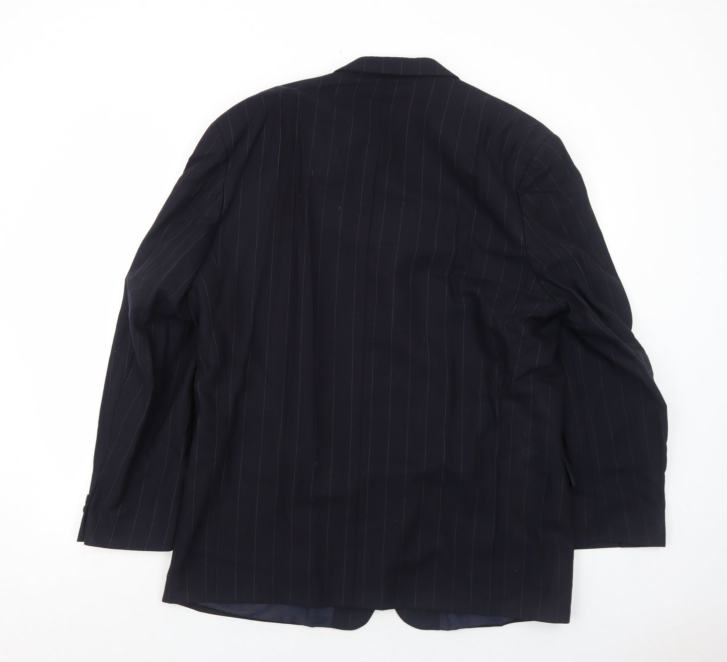 Jeremy Strauss Mens Blue Striped Wool Jacket Suit Jacket Size 44 Regular