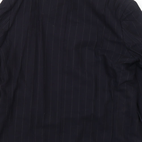Jeremy Strauss Mens Blue Striped Wool Jacket Suit Jacket Size 44 Regular