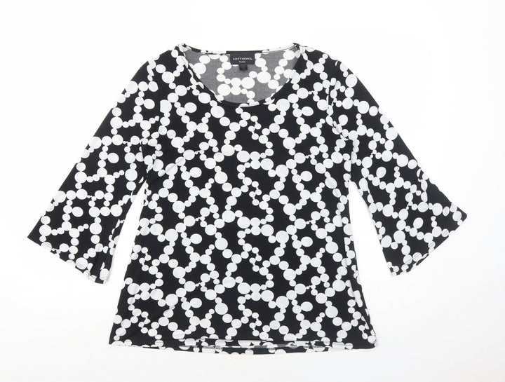 Antthony Womens Black Polka Dot Polyester Basic T-Shirt Size XS Round Neck