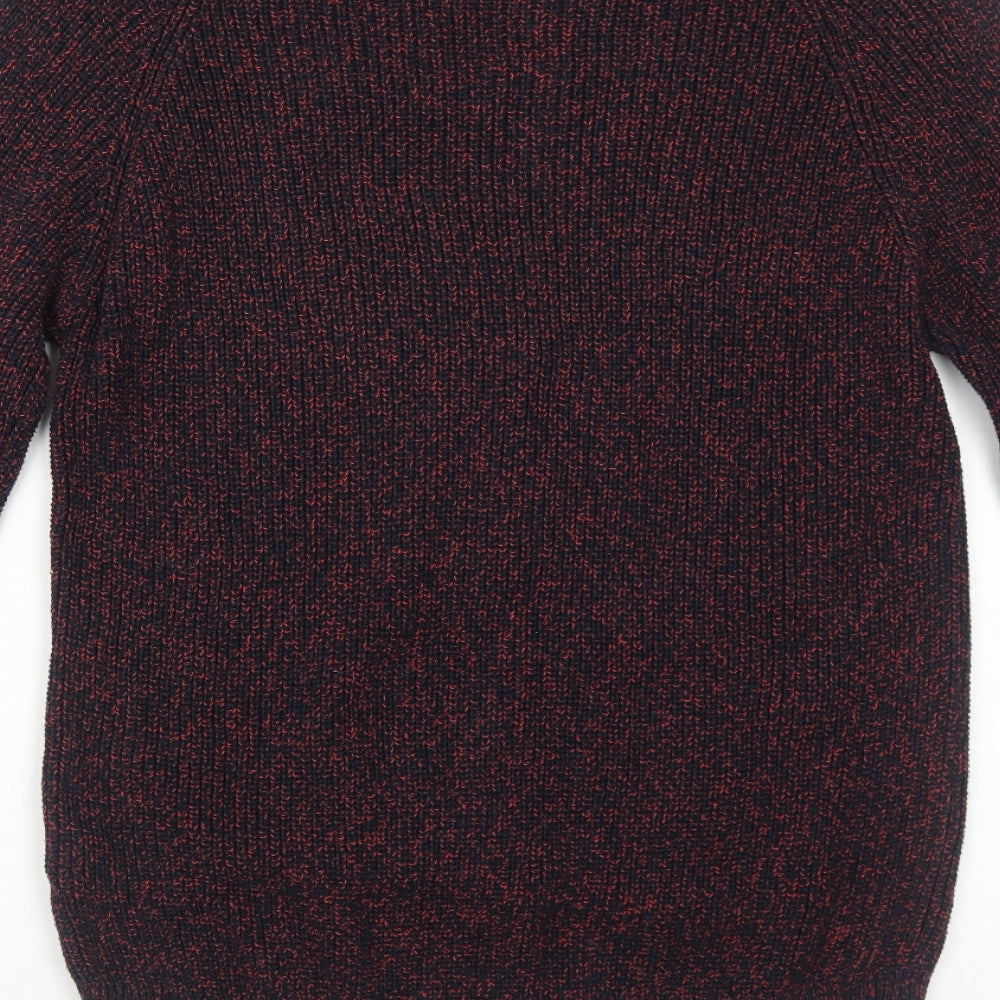 Marks and Spencer Mens Red Round Neck Cotton Pullover Jumper Size M Long Sleeve
