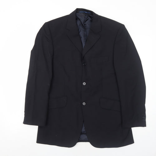 Karl Jackson Mens Black Polyester Jacket Suit Jacket Size 38 Regular
