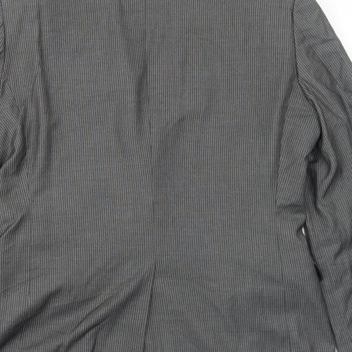 H&M Mens Grey Striped Polyester Jacket Suit Jacket Size 40 Regular