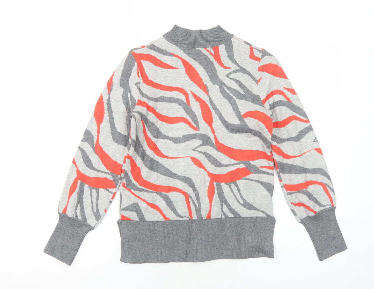 Marks and Spencer Womens Grey High Neck Geometric Viscose Pullover Jumper Size S