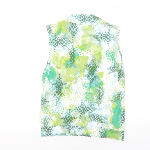 Marks and Spencer Womens Green Geometric Viscose Basic Tank Size 10 V-Neck