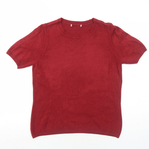 Marks and Spencer Womens Red Round Neck Acrylic Pullover Jumper Size 12