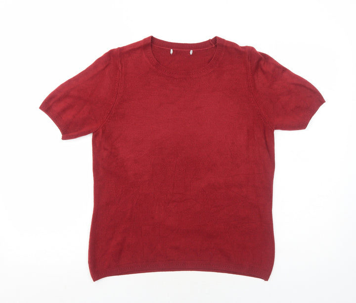 Marks and Spencer Womens Red Round Neck Acrylic Pullover Jumper Size 12
