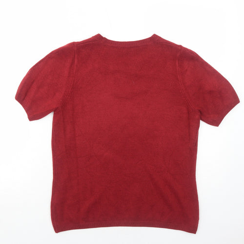 Marks and Spencer Womens Red Round Neck Acrylic Pullover Jumper Size 12