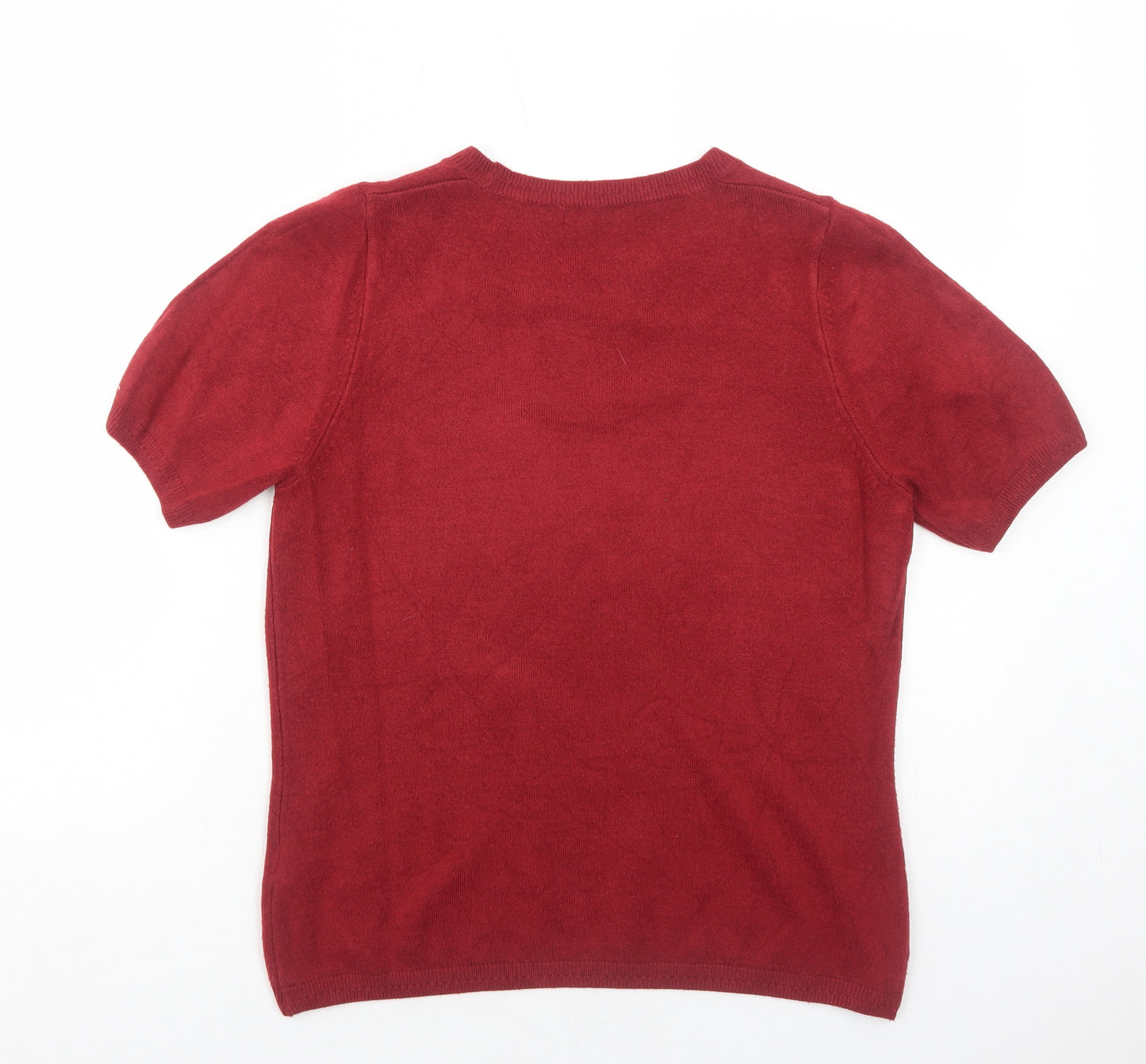 Marks and Spencer Womens Red Round Neck Acrylic Pullover Jumper Size 12