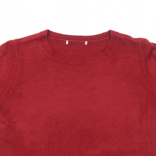 Marks and Spencer Womens Red Round Neck Acrylic Pullover Jumper Size 12