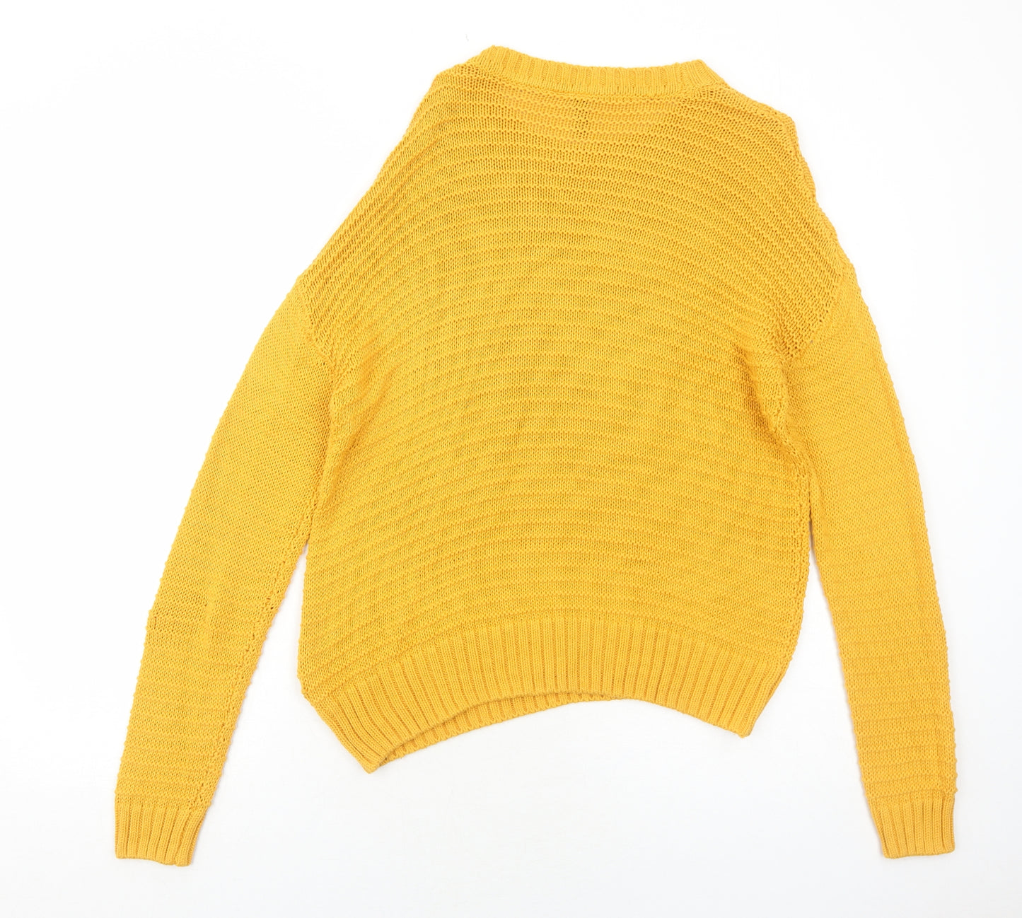 H&M Womens Yellow Round Neck Acrylic Pullover Jumper Size S