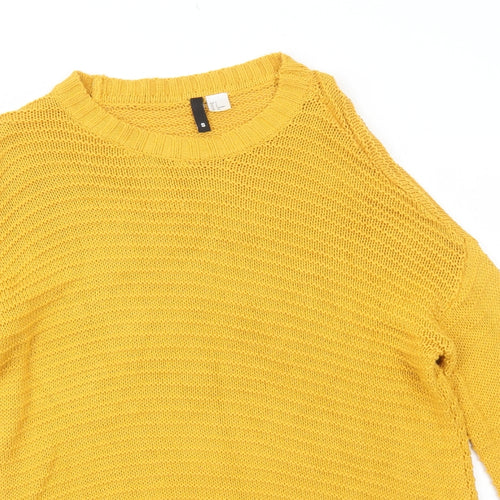 H&M Womens Yellow Round Neck Acrylic Pullover Jumper Size S