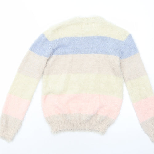 Feva Diva Girls Multicoloured Round Neck Striped Nylon Pullover Jumper Size 13 Years Pullover