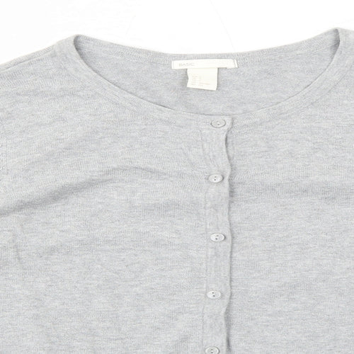 H&M Womens Grey Round Neck Cotton Cardigan Jumper Size S