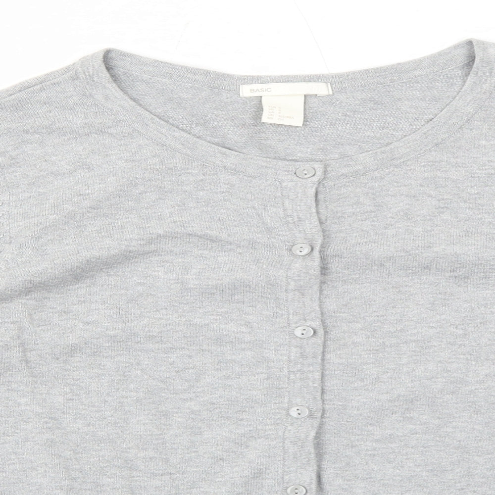 H&M Womens Grey Round Neck Cotton Cardigan Jumper Size S