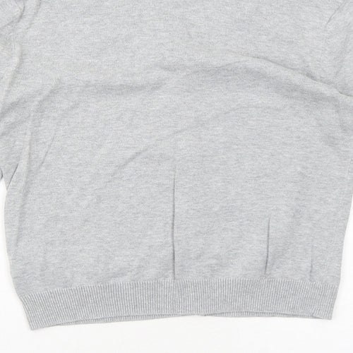 H&M Womens Grey Round Neck Cotton Cardigan Jumper Size S