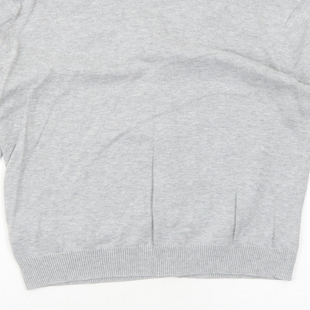 H&M Womens Grey Round Neck Cotton Cardigan Jumper Size S