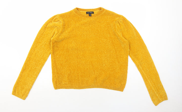 QED London Womens Yellow Round Neck Polyester Pullover Jumper Size M
