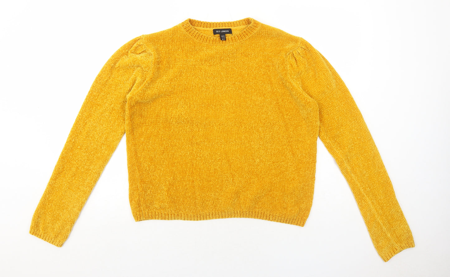 QED London Womens Yellow Round Neck Polyester Pullover Jumper Size M