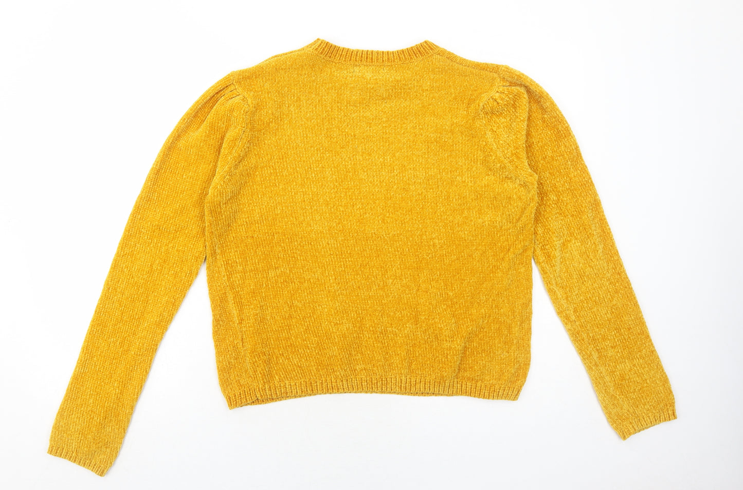 QED London Womens Yellow Round Neck Polyester Pullover Jumper Size M