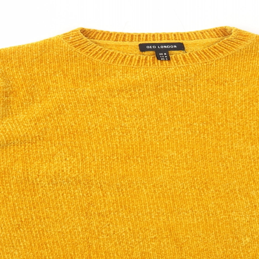 QED London Womens Yellow Round Neck Polyester Pullover Jumper Size M