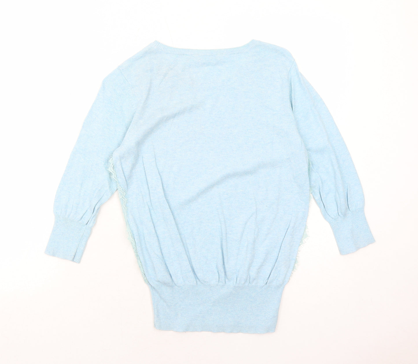 Dorothy Perkins Womens Blue Round Neck Herringbone Cotton Pullover Jumper Size 12