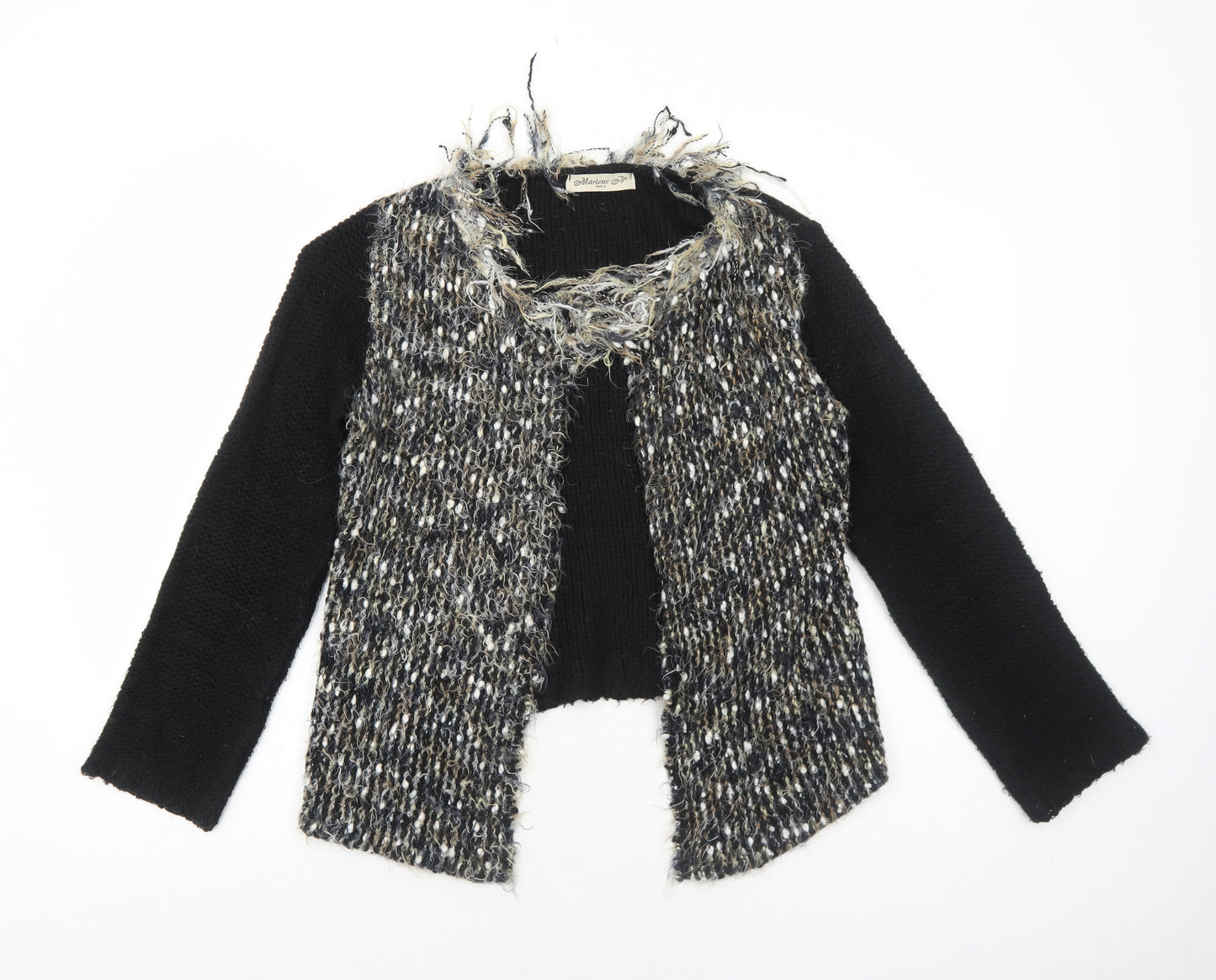Marlene B Womens Black Round Neck Acrylic Cardigan Jumper Size M