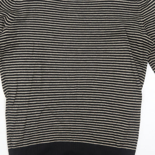 Topshop Womens Black Boat Neck Striped Acrylic Pullover Jumper Size 8