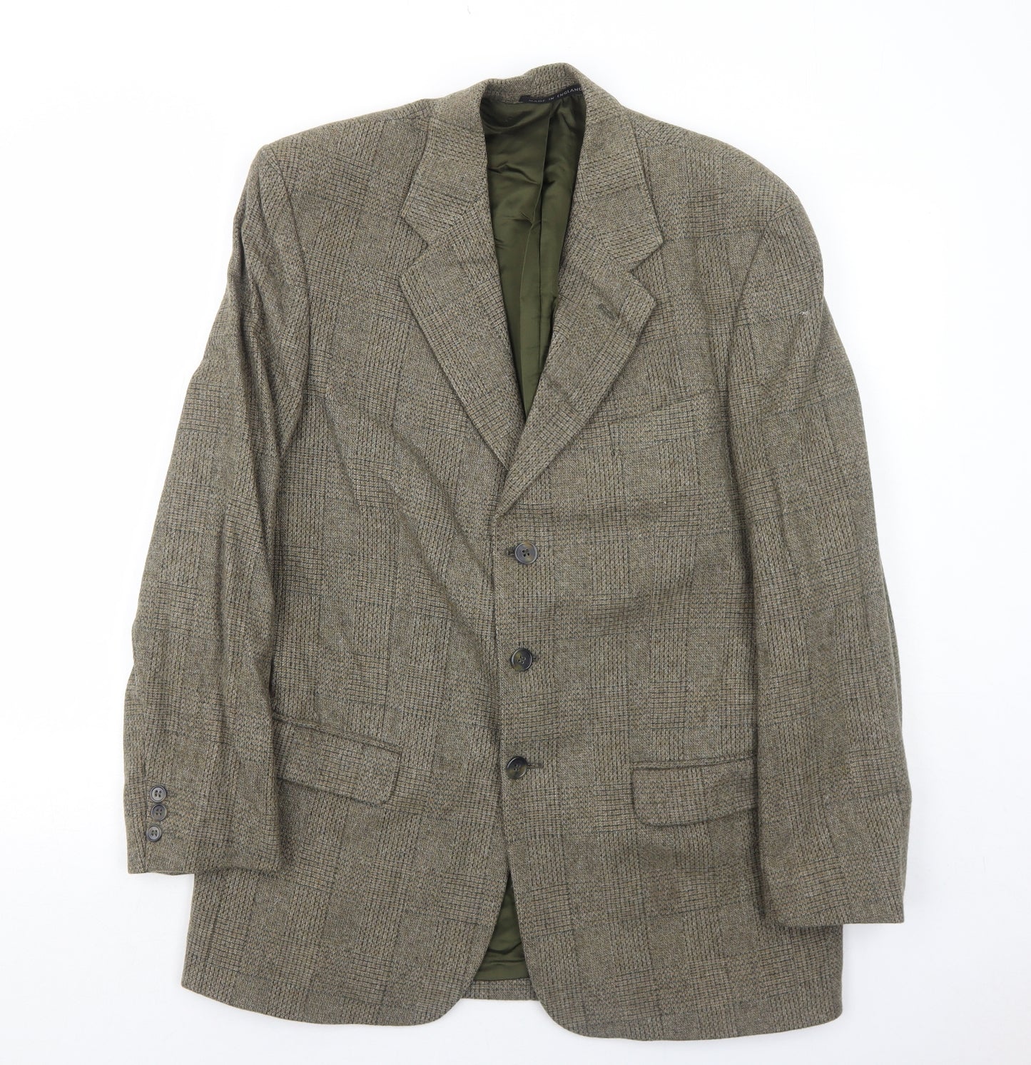 Liberty Mens Grey Plaid Wool Jacket Blazer Size 40 Regular