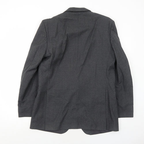 Pin Stripe Mens Grey Striped Wool Jacket Suit Jacket Size 42 Regular
