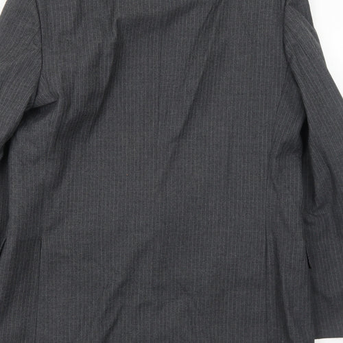 Pin Stripe Mens Grey Striped Wool Jacket Suit Jacket Size 42 Regular