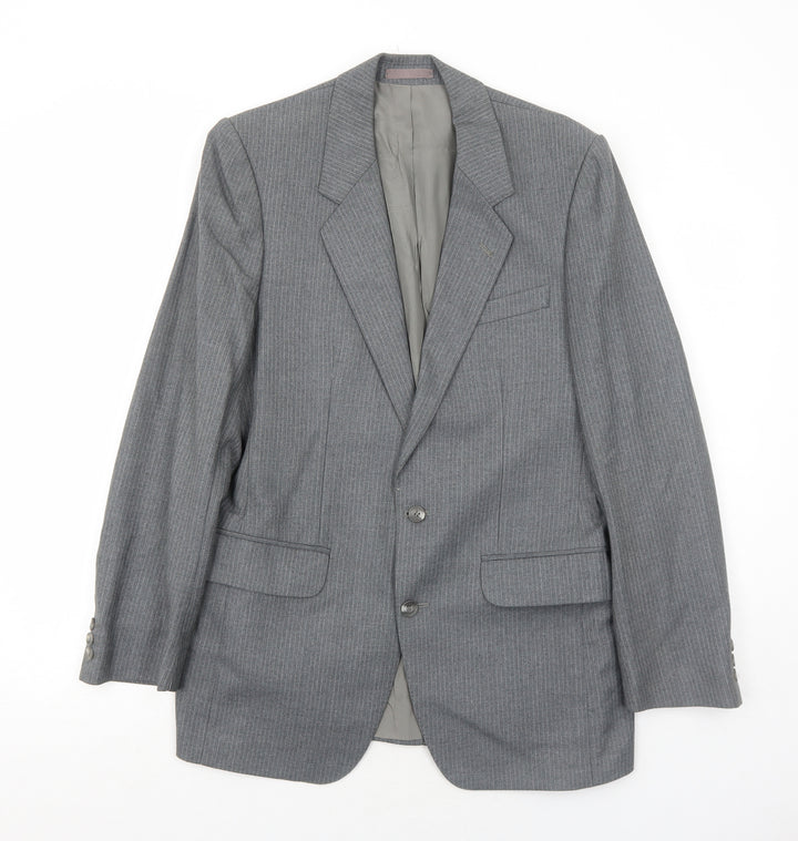James Barry Mens Grey Striped Wool Jacket Suit Jacket Size 38 Regular