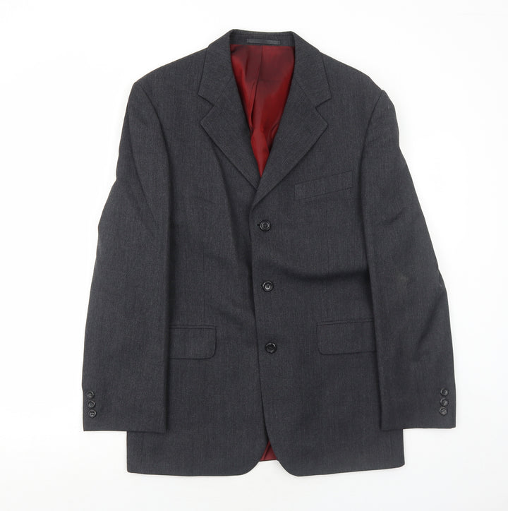 Business Solutions Mens Grey Polyester Jacket Suit Jacket Size 40 Regular