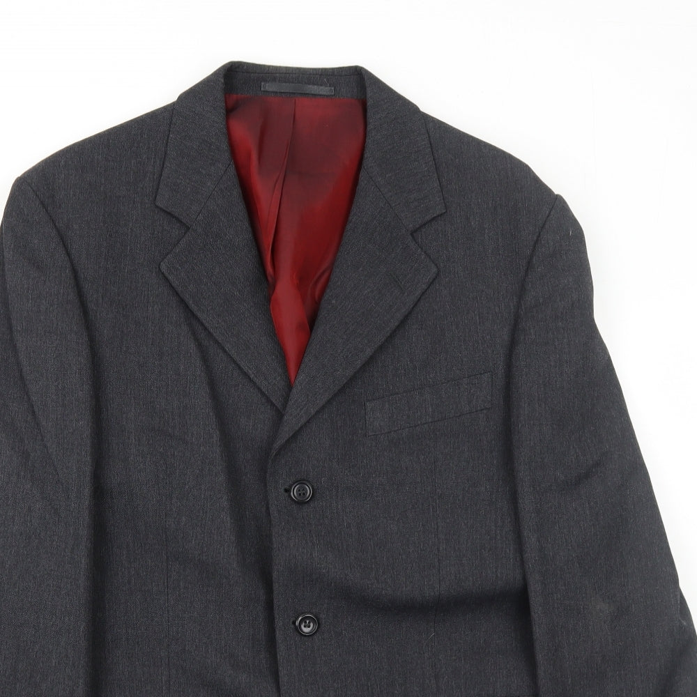 Business Solutions Mens Grey Polyester Jacket Suit Jacket Size 40 Regular