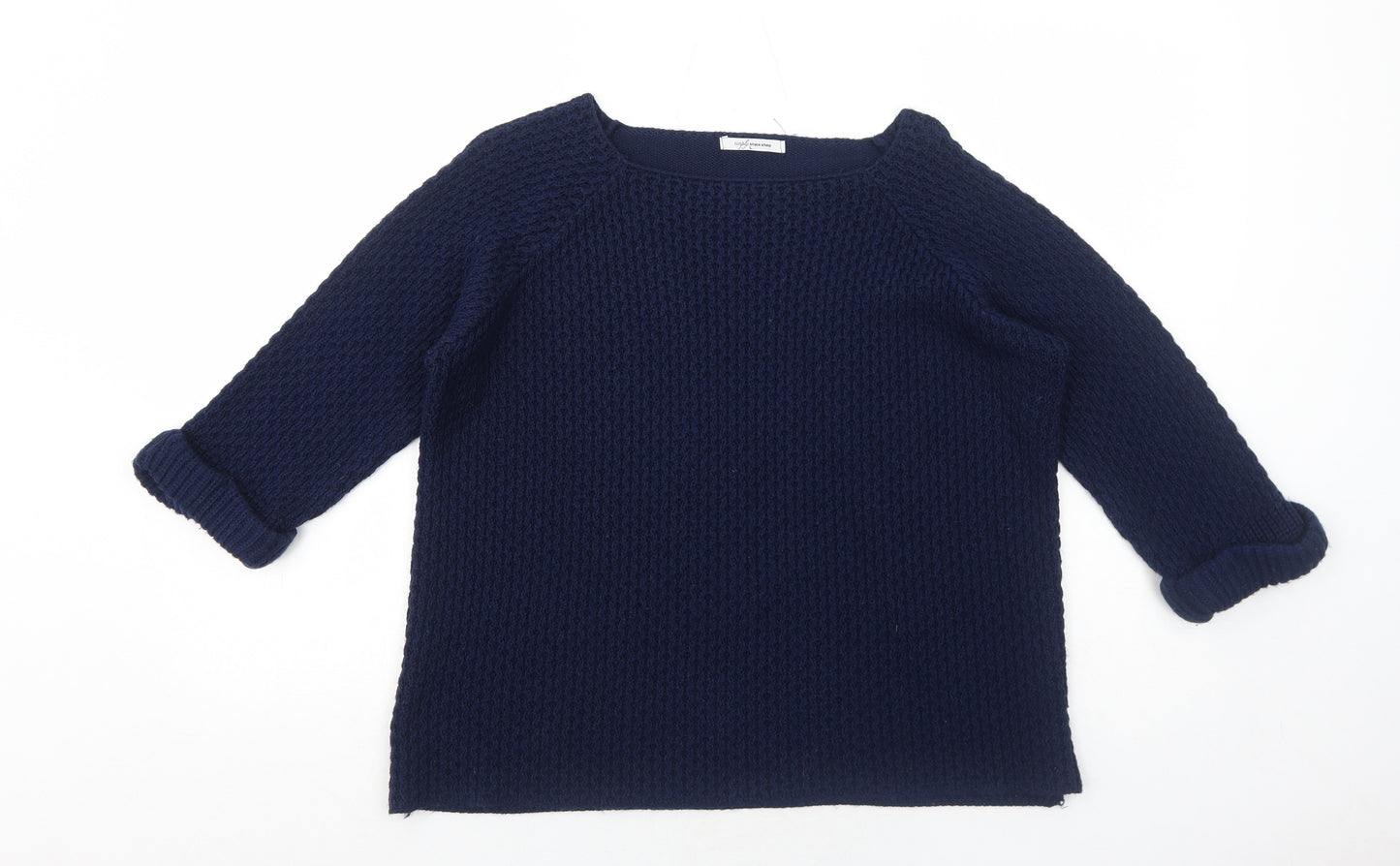 Simply Stock Shop Womens Blue Round Neck Acrylic Pullover Jumper Size L