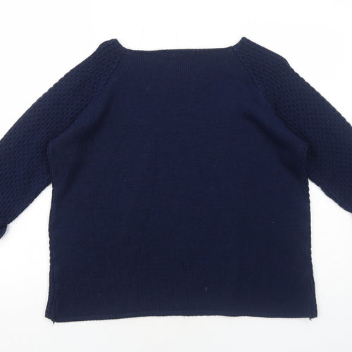 Simply Stock Shop Womens Blue Round Neck Acrylic Pullover Jumper Size L